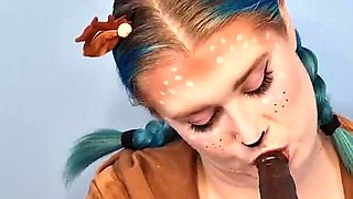 Sensual BJ in a Reindeer Costume - Solo Girl