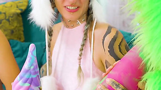 Lesbian Orgy - Dildos and Costums - Real Orgasms From Tattoo Girls