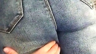 Beautiful ass jeans teasing and shy sucking