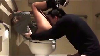 Quick fuck with a blonde in a public toilet