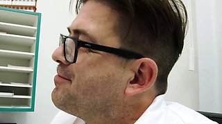 The gynecologist examines his patient intimately