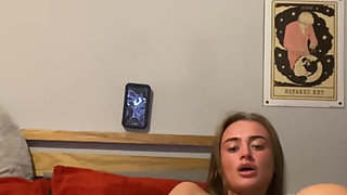 Self filmed 19 y.o emo slut fingering her tight pussy and taking it rough