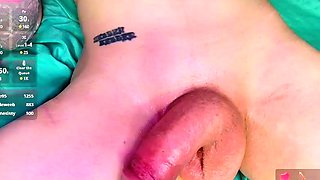 Tight tranny Yuri Myeon in red lingerie solo masturbation