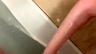 Small tit brunette amateur tugs on a big willie