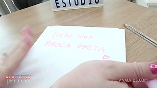 Hot secretary Charmille Roussenq 2 on 1 interracial anal scene