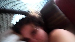 Busty brunette slut enjoys extreme amateur pov blowjob