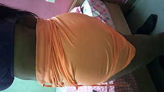 Wife Skirt and Saree Wearing Hot