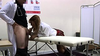 Uniform nurse CFNM get tugjob and BJ