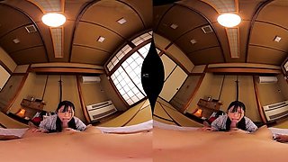 Busty Asian Japanese in glasses in POV VR hardcore -