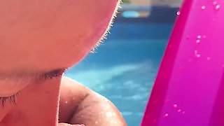 Outdoor Blowjob in Swimming Pool - Sexy Deepthroat Action