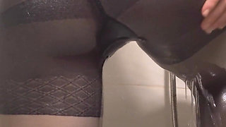 Teen Amateur In Wet T-Shirt And Pantyhose Showering In The Hotel