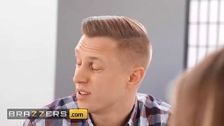 (Anna Claire clouds) sneaks under the table gives (alex) a suck off until he fills her cunt with his sausage - brazzers