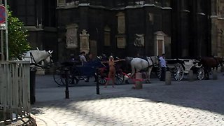 Horny blonde outdoor anal sex