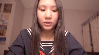 Cute Asian schoolgirl Alize Zaide has a solo adventure with a mature stud