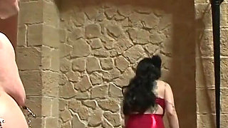 Hot babe dominates wild BDSM with two guys