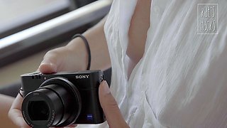 Lovely Amateur teen brunette masturbating outdoor