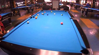 Big booty Thai GF plays pool and blowjob