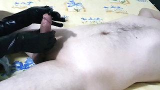 Hot Femdom Urethral Sounding Slave Cock with Huge Dilator, CBT, Latex Gloves Handjob, Ruined Orgasm