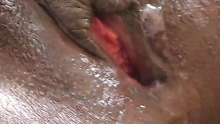 Cum Streaming Out of Black Pussy