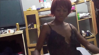 Filthy Hostel blowjob by black whore slut in black dress