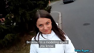 Publicagent - teenie college beauty with narrow petite body practices her first ever big cock in motel room