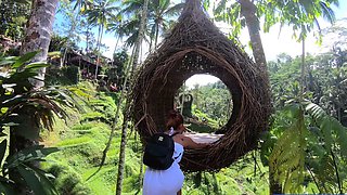 Big booty Thai girlfriend garden sex