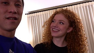 Pretty amateur redhead teen Farrah Flower fucked in public