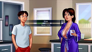 Horny guy helps his sexy roomie Jenny get a massive dildo in this wild summertime saga game