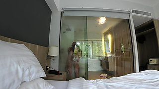 He Teasing Me with His Big Cock While I Shower