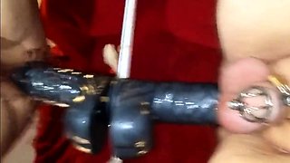 Chastity Prostate Milking with Huge Dildo for Intense Orgasm