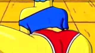 Dirty Orgy of Housewife Mrs. Sinpsom with Old Men at the Casting. Cartoon Parody