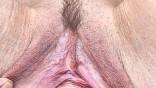 Outdoor Naked Spreading and Gaping Pussy
