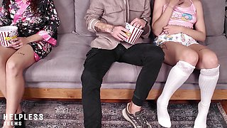 Perv Family's Movie Night! Innocent Teen Stepdaughter Used for Sepdad's Pleasure