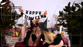 Busty teen lesbian enjoy strapon sex