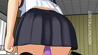 Sexy 3D hentai coed gets fucked upskirt