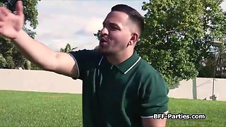 Three Hotties Sharing Golf Trainers Hard Cock