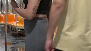 Student Girl Gets Cum on New York Subway Train.