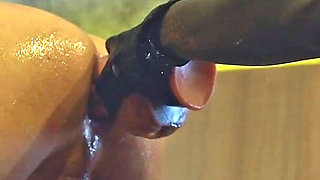 Asian MILF Mistress Inserts Huge Dildo Into Slave Ass