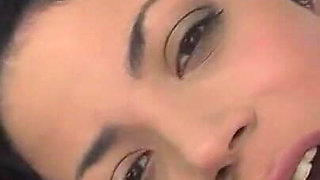 Brunette Slut Gets Mouth Filled with Load by a Man After Deep Pussy and Ass Fucking