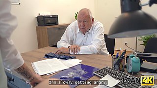 LOAN4K. Petite whore Mina K is doing dirty things in the office to get the loan
