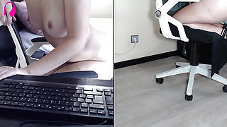 Homeoffice Striptease with Orgasm - MILF Reveals