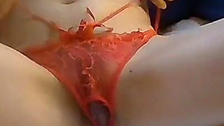 Sweet Hana Japanese Laying on the Bed Fuck Her Small Hairy Pussy by Dildo