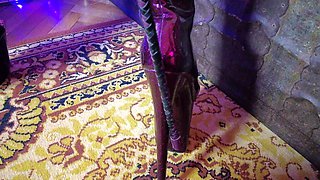 Dominatix Eva Latex Femdom Fetish Purple Rubber Big Ass MILF BDSM Solo Fuck Machine Hot High Heels