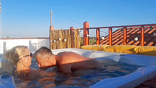 Amateur Blonde Mature Wife Enjoys Naked Pleasure in Whirlpool