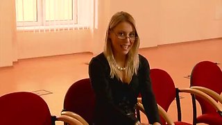 Hot and pretty blonde gets her gaping hole fucked hard by huge cock