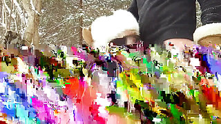Stepmom sucks my in the winter forest.