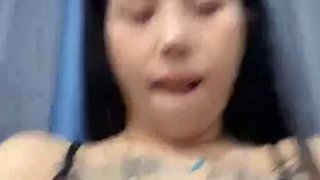 The best girl with tattoos on her breasts showed her face and gave her brother a blowjob. The big dick was so thick that she couldnt hold it in her mouth. She looked so horny. She screamed and moaned passionately, and she ejaculated without a condom.