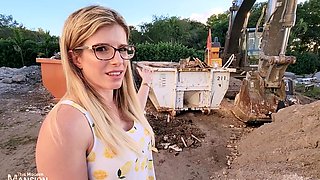 Outdoors video of sexy blonde wife Cory Chase with glasses