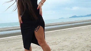 Sexy Tight Black Dress and Beauty Chill