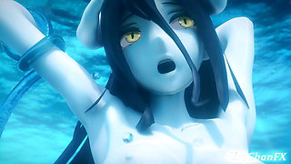 Overlord Albedo takes a few rods inside Underwater version